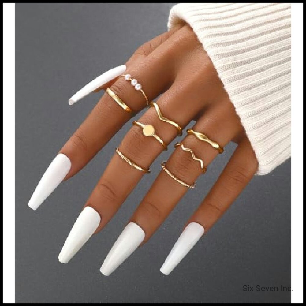 Chunky Stackable Knuckle Rings Set Gold Silver Tr… - image 6